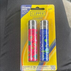 NEW Clipper Reusable Lighters - Pink & Blue Decorative Set - still in packaging.